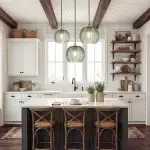 Yasmine Vintage Green Ribbed Glass Hanging Lamp