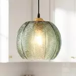 Yasmine Vintage Green Ribbed Glass Hanging Lamp