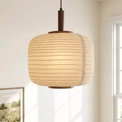 Drath Wabi Sabi Ribbed Paper Lantern Pendant Light