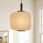 Drath Wabi Sabi Ribbed Paper Lantern Pendant Light