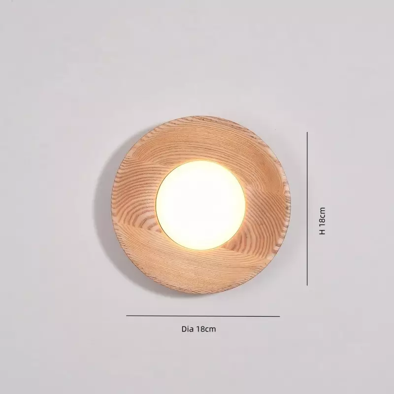 Temperley Japanese Round LED Wood Indoor Wall Light