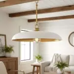 Alain Farmhouse Cooper Ribbed Glass Pendant Light