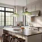 Jaime Antique Brass and Glass Flower Pendant Light