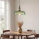 Jaime Antique Brass and Glass Flower Pendant Light