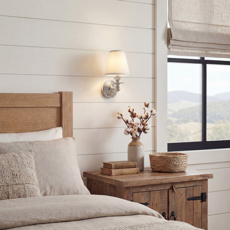 Ashby Vintage Linen Shade Wall Light