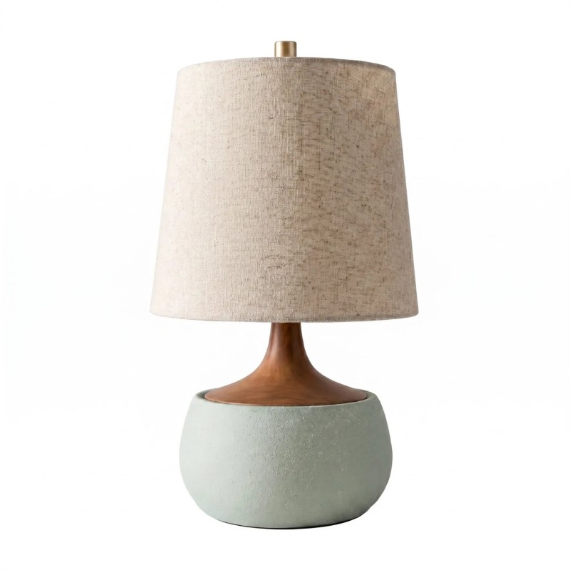 Velmira Mid-Century textile lamp shade Cement Table Light