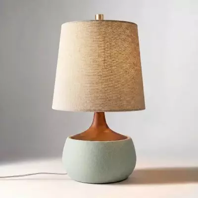 Velmira Mid-Century textile lamp shade Cement Table Light