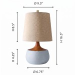 Velmira Mid-Century textile lamp shade Cement Table Light