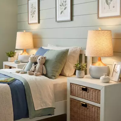 Velmira Mid-Century textile lamp shade Cement Table Light