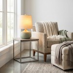 Velmira Mid-Century textile lamp shade Cement Table Light