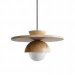 Dagan Wabi-Sabi Travertine Wood Globe Pendant Lamp