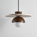 Dagan Wabi-Sabi Travertine Wood Globe Pendant Lamp