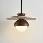 Dagan Wabi-Sabi Travertine Wood Globe Pendant Lamp