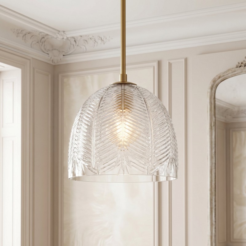 Danica Mid-Century  Glass Leaf Round Pendant Light