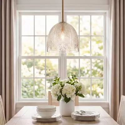 Danica Mid-Century  Glass Leaf Round Pendant Light