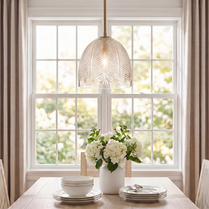 Danica Mid-Century  Glass Leaf Round Pendant Light