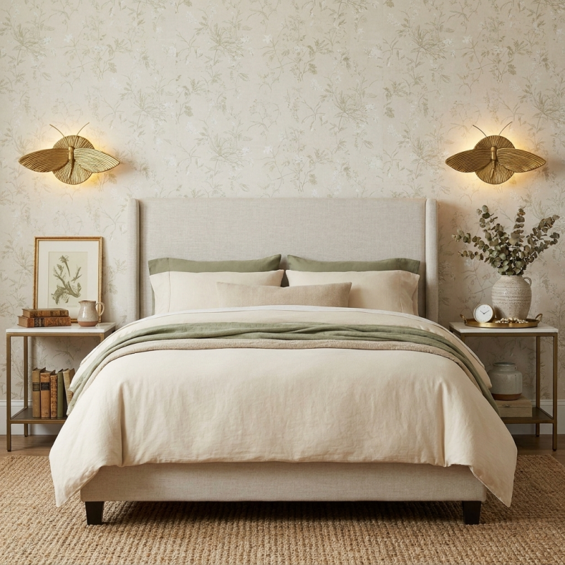 Horace Art Deco Golden Resin Moth Wall Sconce