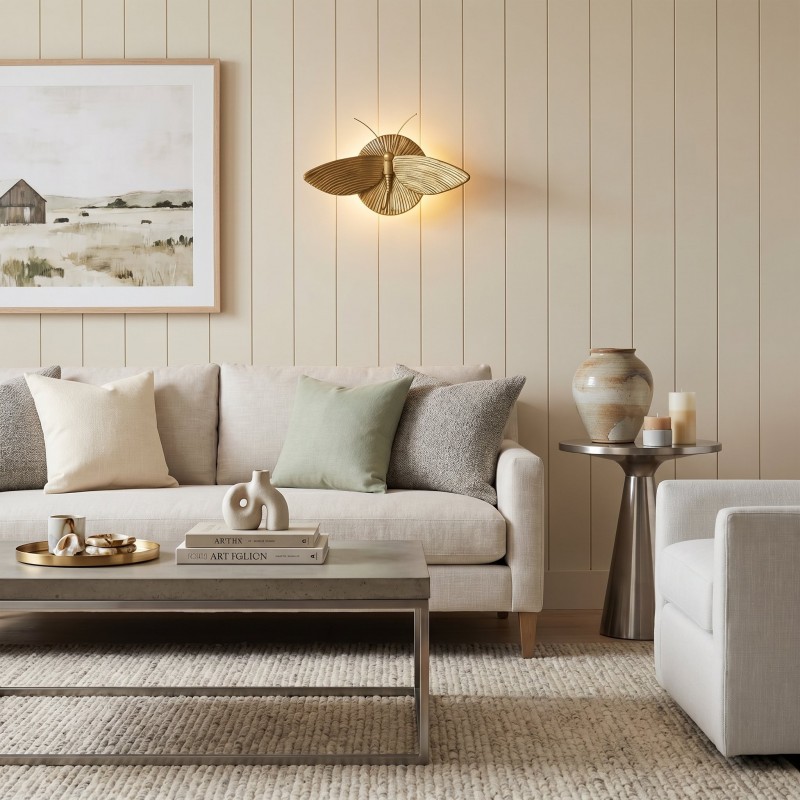 Horace Art Deco Golden Resin Moth Wall Sconce