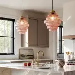 Kaelyn Bottle Shade Stained Striped Glass Pendant Light