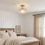 Finnda Farmhouse Ribbed Glass Semi Flush Ceiling