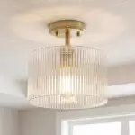 Hanahs Farmhouse Milk Glass Scalloped Shade Ceiling Light