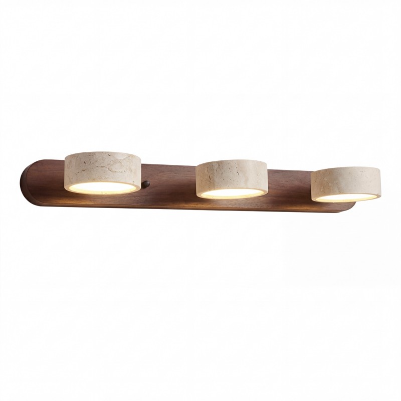 Benjamin Rustic Adjustable Travertine Wood Led Vanity Sconce