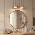 Benjamin Rustic Adjustable Travertine Wood Led Vanity Sconce