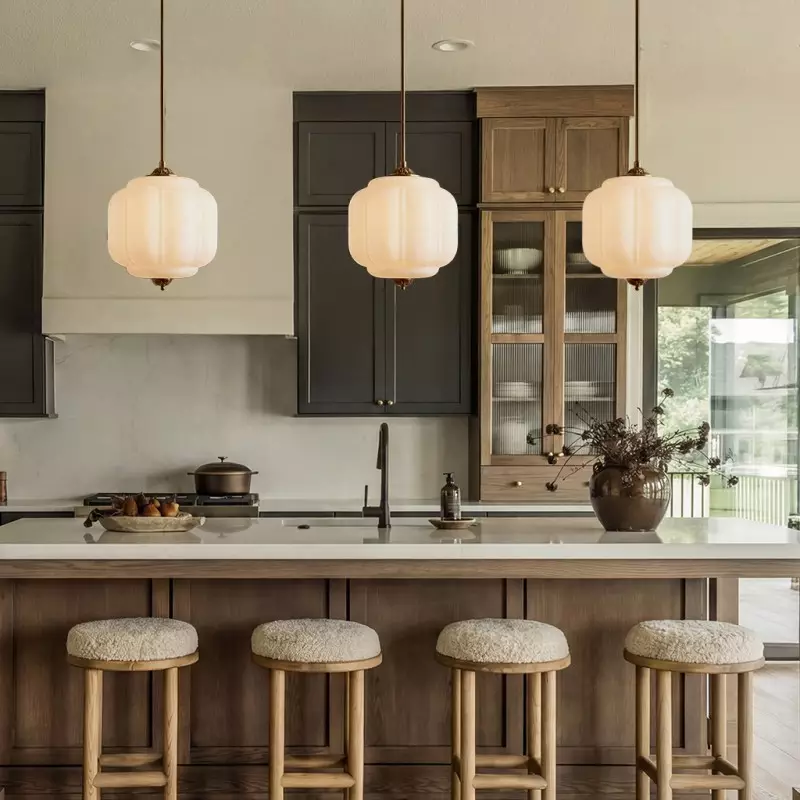 Cyrilith Vintage Milk Glass Oiled Brass Eloise Pendant light