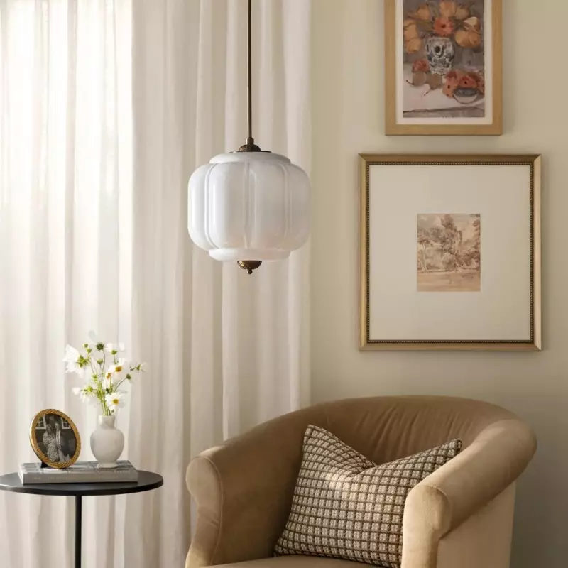 Cyrilith Vintage Milk Glass Oiled Brass Eloise Pendant light