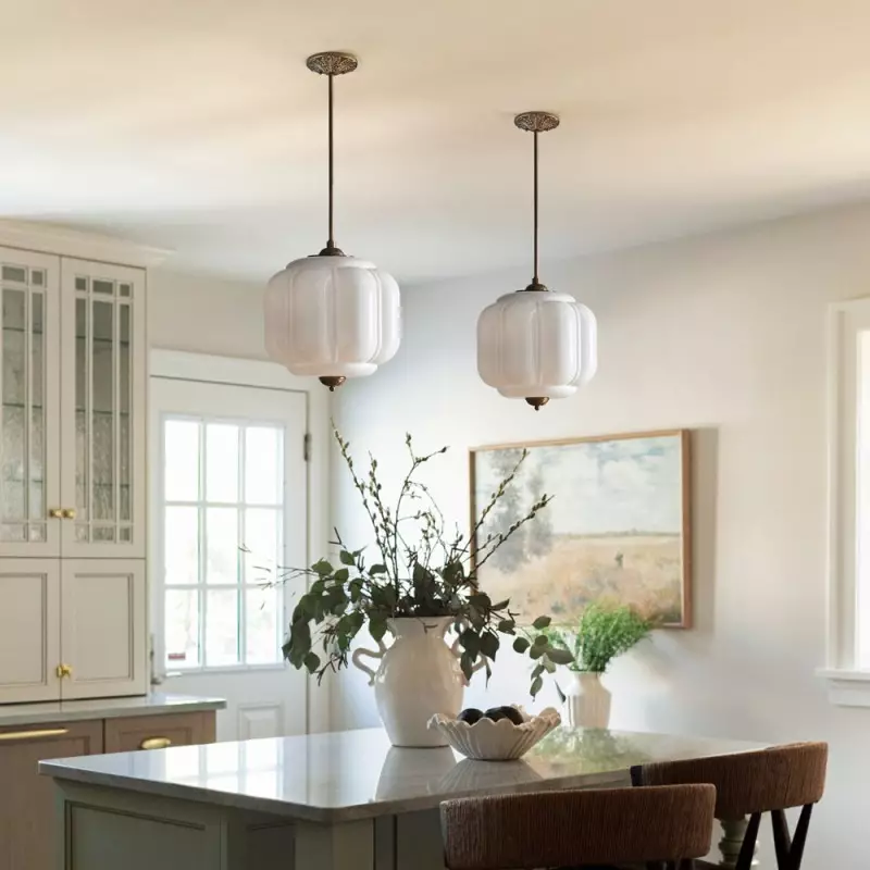 Cyrilith Vintage Milk Glass Oiled Brass Eloise Pendant light