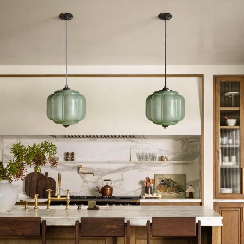 Cyrilith Vintage Milk Glass Oiled Brass Eloise Pendant light