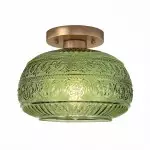 Ixionis Stained Engraved Pattern Glass Flush Mount Ceiling Light