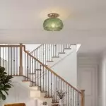 Ixionis Stained Engraved Pattern Glass Flush Mount Ceiling Light