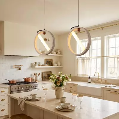 Conlan Japanese Travertine Circular Pendant Light