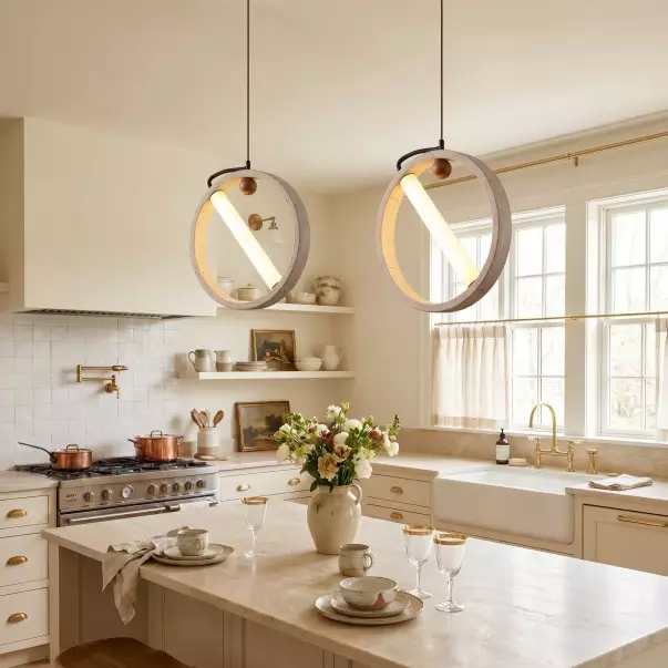 Conlan Japanese Travertine Circular Pendant Light