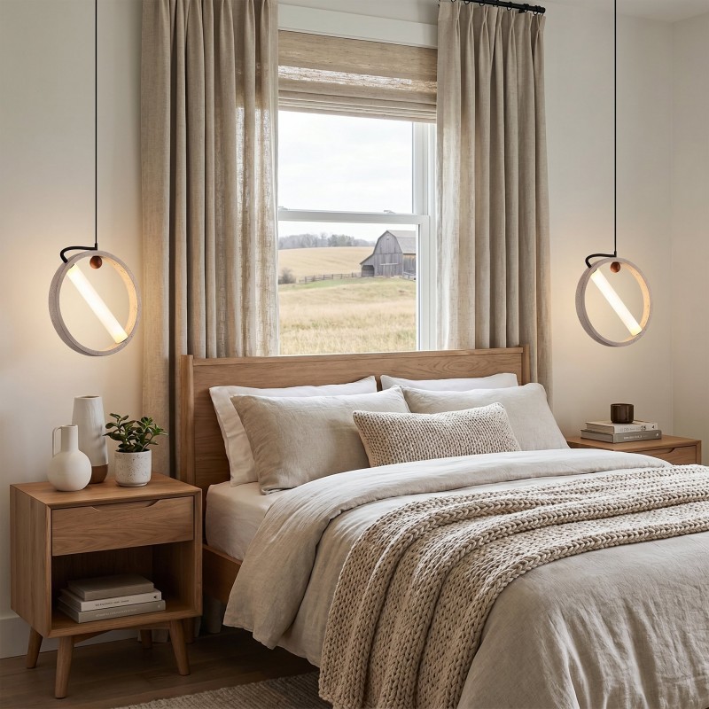 Conlan Minimalist Travertine Circular Pendant Light