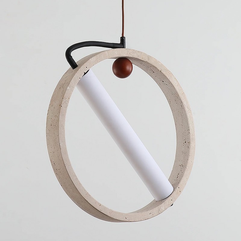 Conlan Minimalist Travertine Circular Pendant Light
