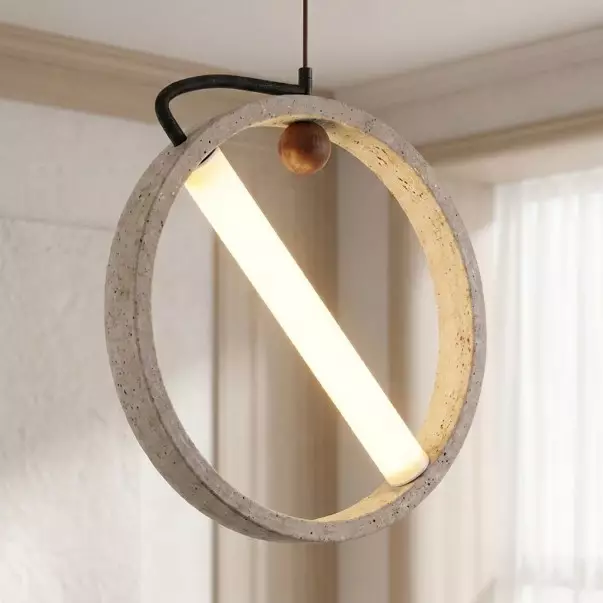 Conlan Minimalist Travertine Circular Pendant Light