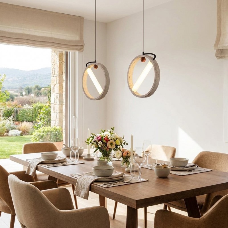 Conlan Japanese Travertine Circular Pendant Light