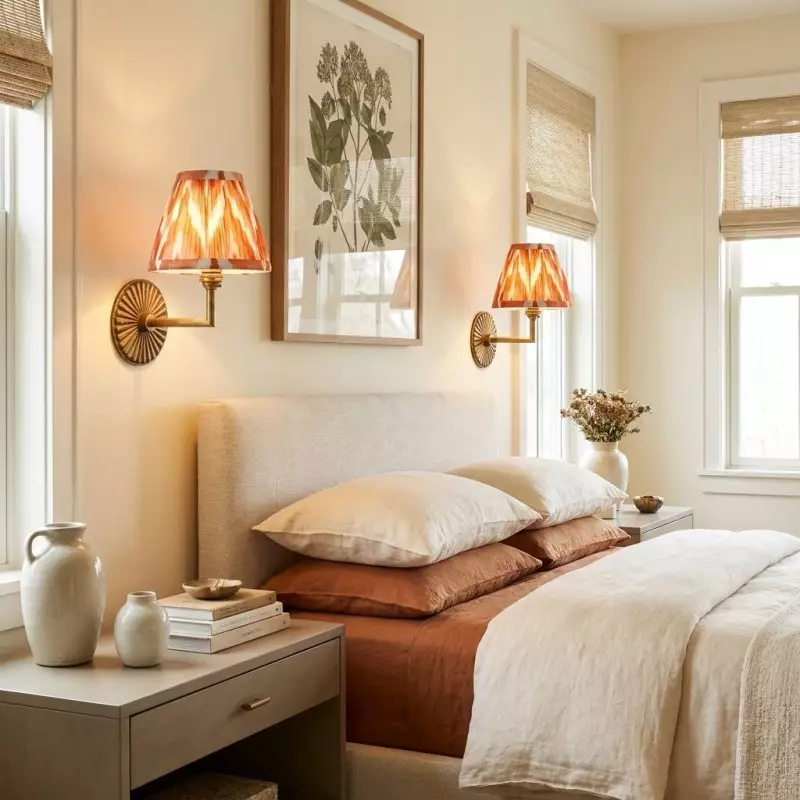 Dimitri Vintage Brass Pleated Fabric Wall Sconce