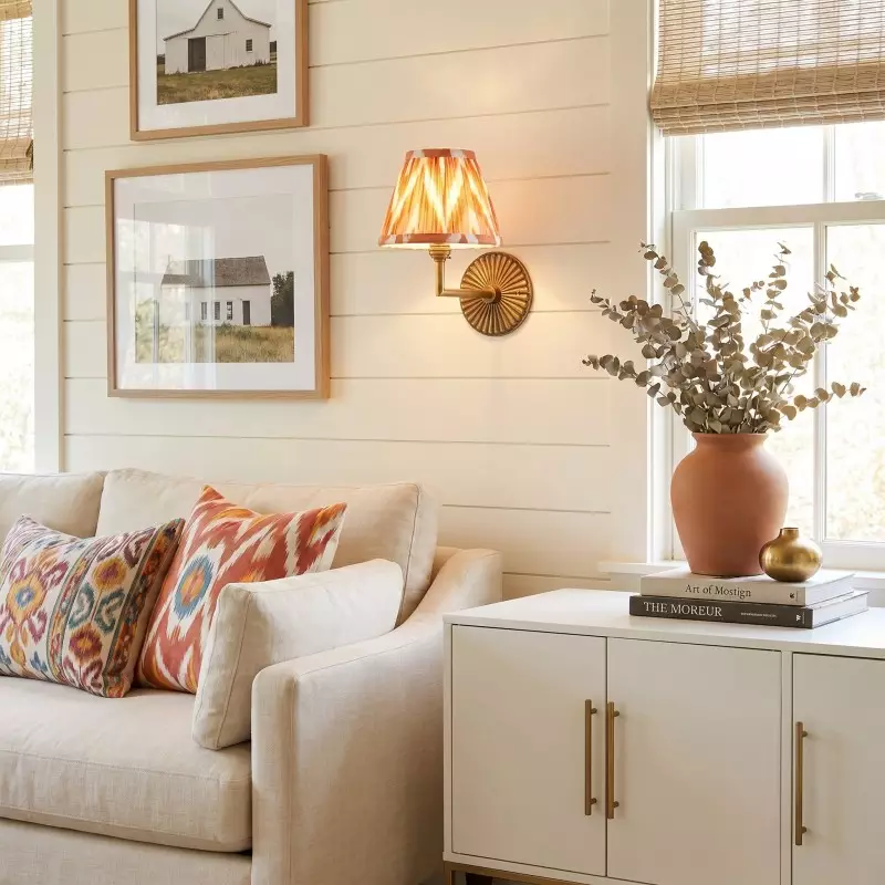 Dimitri Vintage Brass Pleated Fabric Wall Sconce