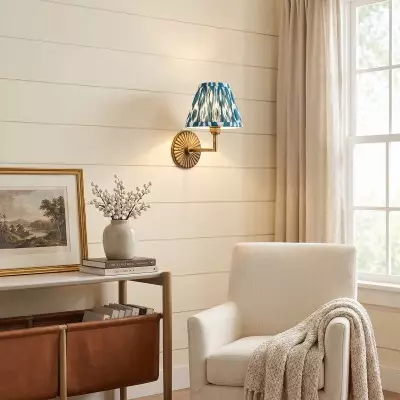 Dimitri Vintage Brass Pleated Fabric Wall Sconce