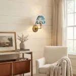 Dimitri Vintage Brass Pleated Fabric Wall Sconce