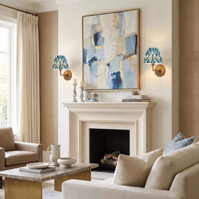 Dimitri Vintage Brass Pleated Fabric Wall Sconce