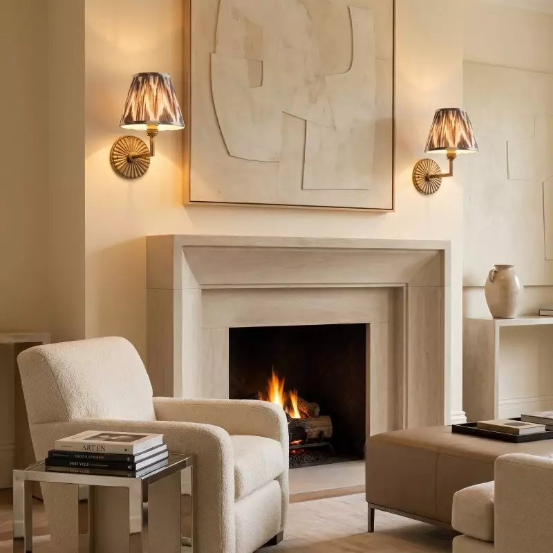 Dimitri Vintage Brass Pleated Fabric Wall Sconce