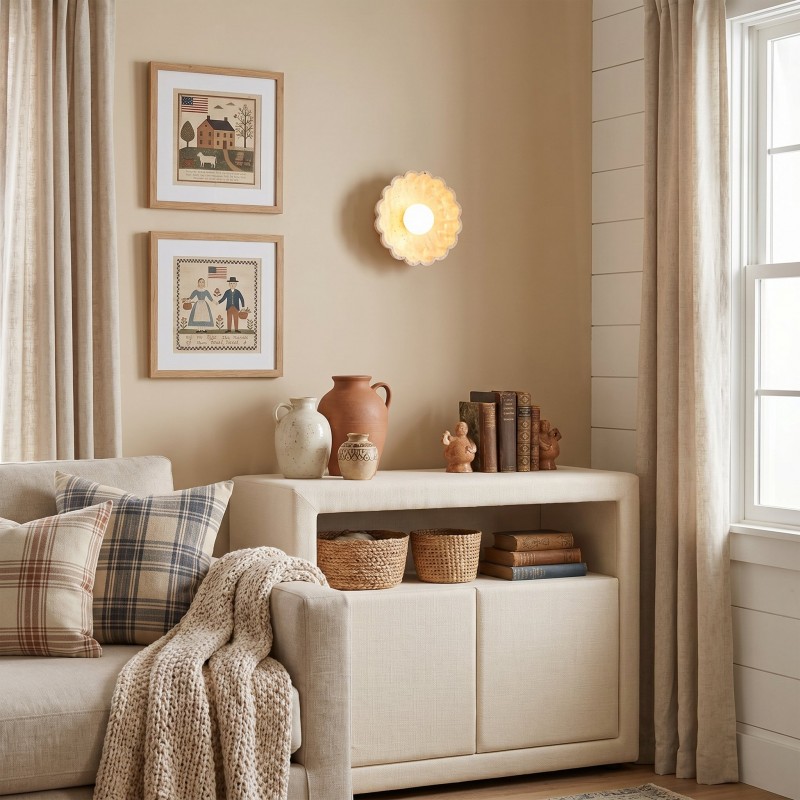 Ailish Modern Travertine Flower-Shaped Wall Lamp