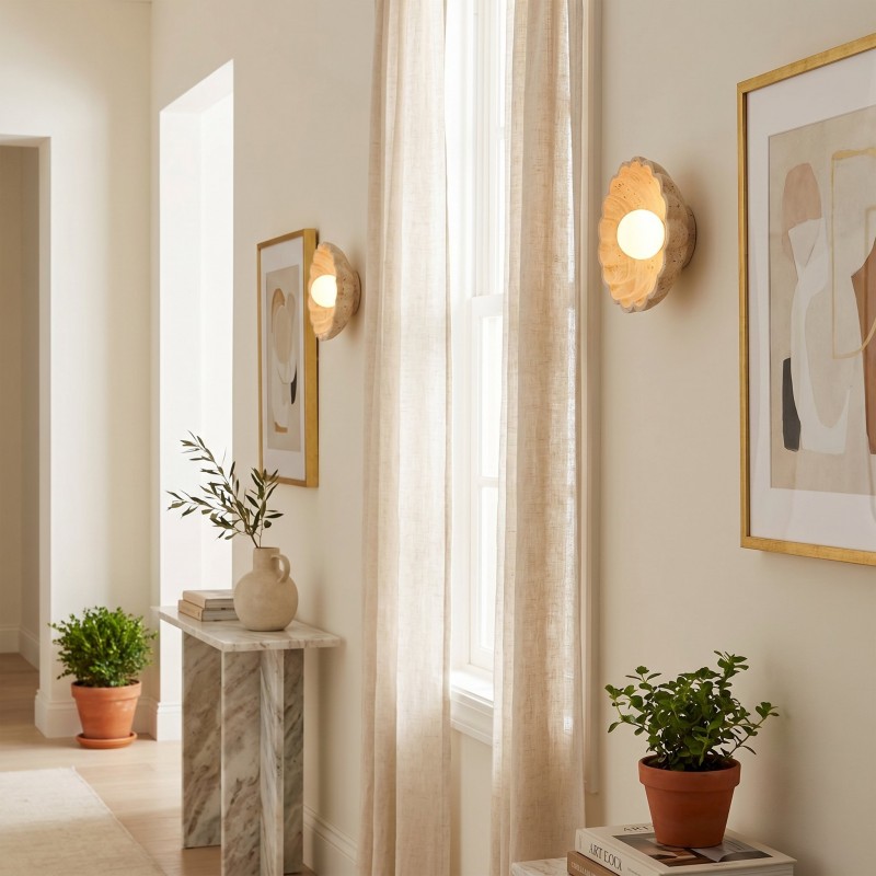 Ailish Modern Travertine Flower-Shaped Wall Lamp