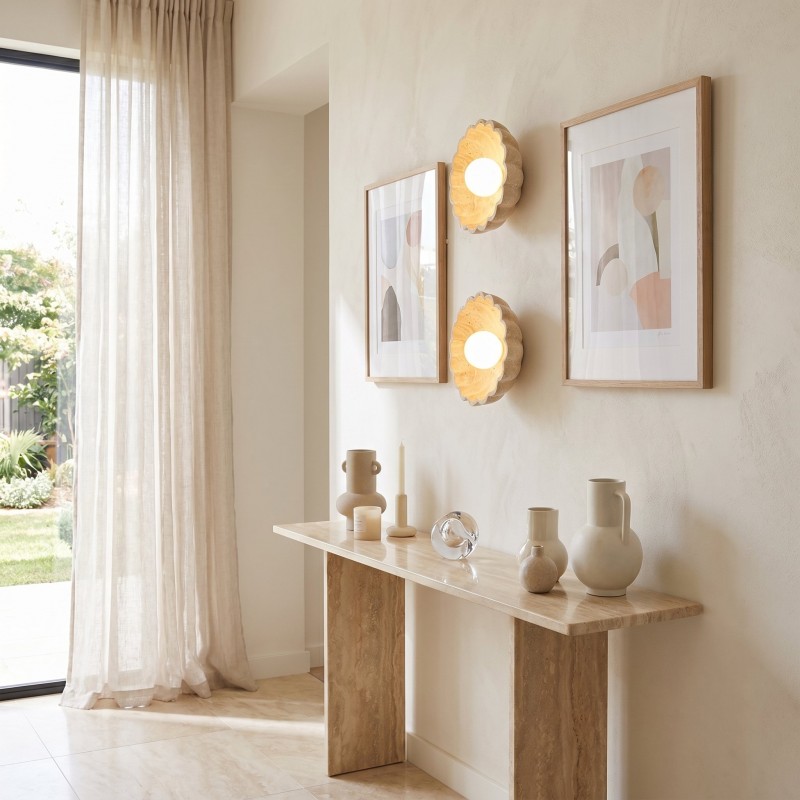 Ailish Modern Travertine Flower-Shaped Wall Lamp
