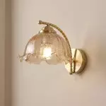 Hewitt Vintage Brass Floral Glass Wall Sconce