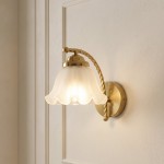 Hewitt Vintage Brass Floral Glass Wall Sconce